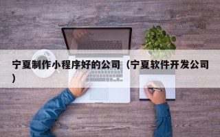 鄄城宁夏制作小程序好的公司（宁夏软件开发公司）